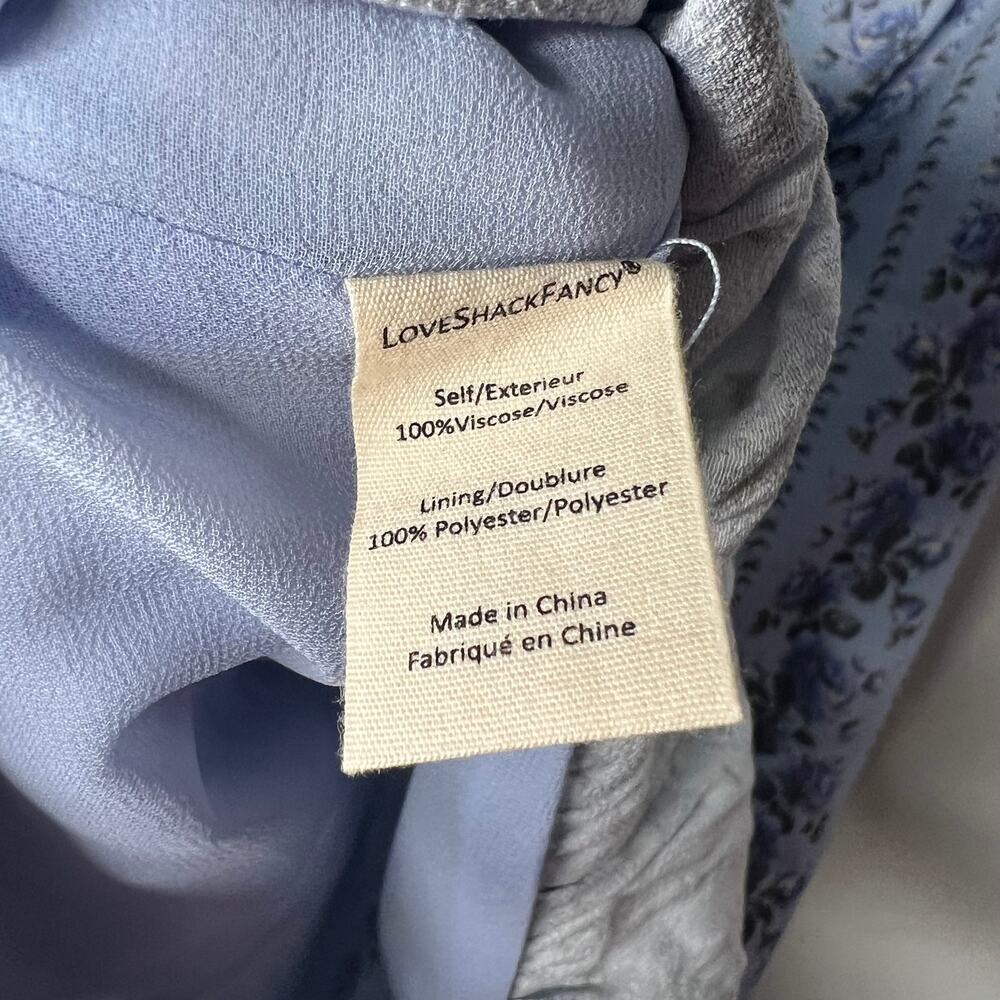 Love Shack Fancy Blue Solus Ruffled Floral Crepe Mini Dress Size 10 - Picture 8 of 10